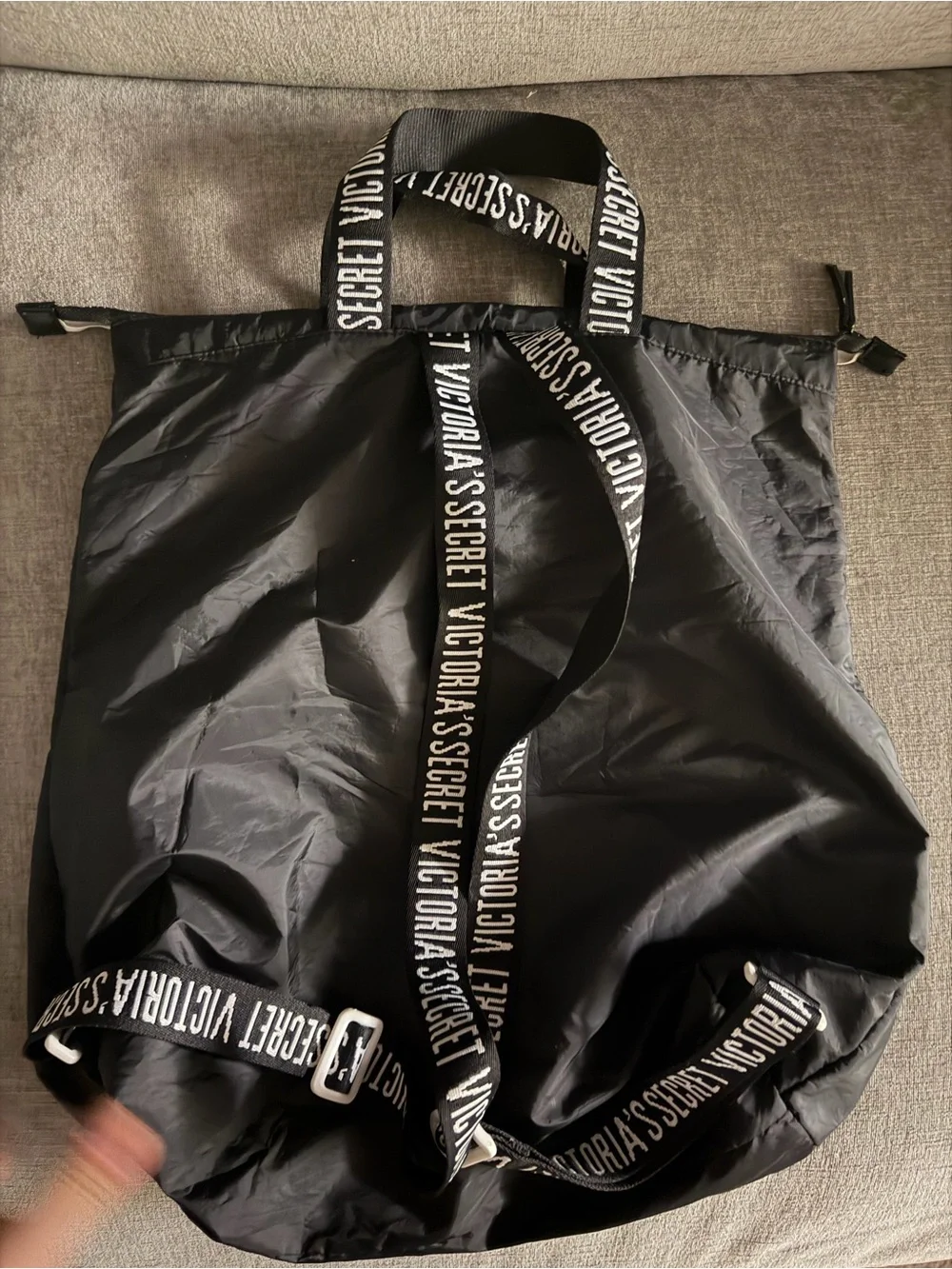 Victoria's Secret Black Tote with Pink Logo Front Pocket
